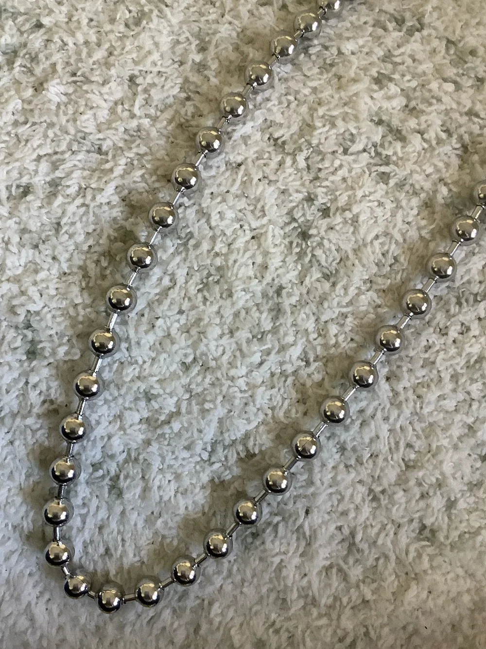 Giant Ball Chain Silver Beaded Necklace Men or Women, 8cm 22” NWT Festival